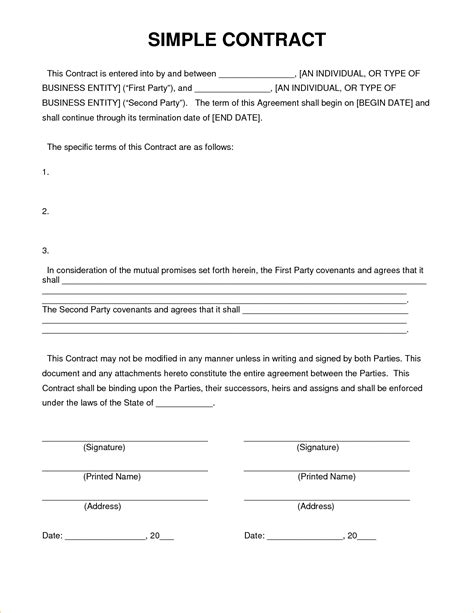 Simple Contract Agreement - simple contractor agreement template simple ...