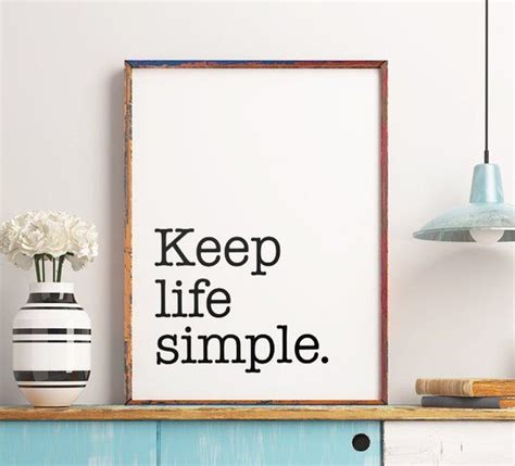 Keep Life Simple Printable Poster Typography Wall Art Motivational