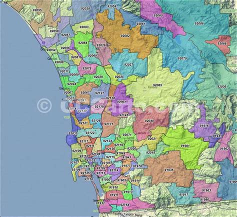 San Diego County Zip Code Map Full Zip Codes Colorized Otto Maps Vrogue