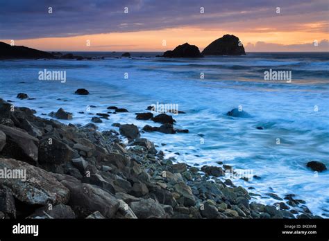 Pacific Ocean At Sunset Near Humboldt Californiausa Stock Photo