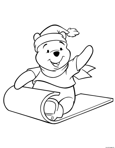 Winnie The Pooh Cartoon Christmas Coloring Page Printable