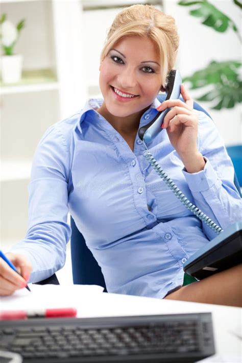 Beautiful And Very Secretary Working In Office Stock Photo Image Of
