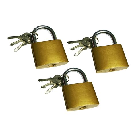 Set Of 3 Padlocks With 3 Keys Each 38x33 Mm Wood Tools And Deco