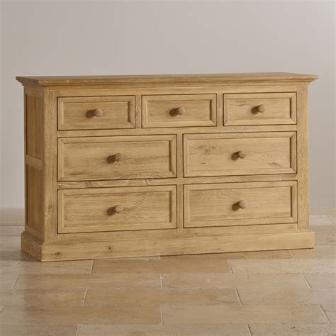Wide Chest Of Drawers With 7 Drawers Solid Weathered Oak Including Backs And Bases Of Drawers