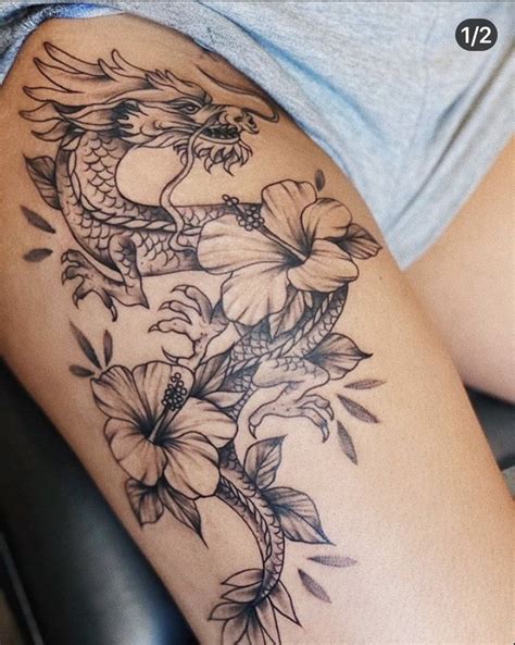 Credit Azleeuh On Ig Leg Tattoos Women Dragon Tattoo For Women Thigh Tattoos Women