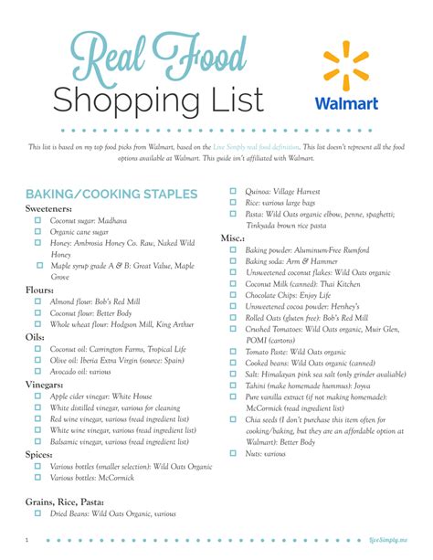 10 Best Walmart Grocery List Printable Grocery List 44 Off