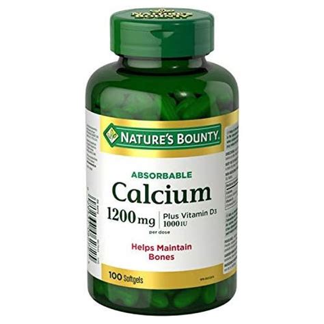 Natures Bounty Absorbable Calcium 1200mg 100 Softgels Unflavored 100