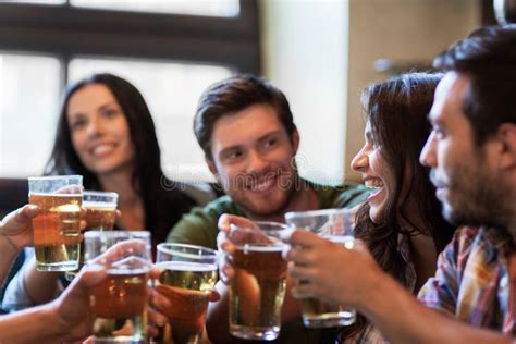 Happy Friends Drinking Beer At Bar Or Pub Stock Image Image Of