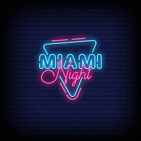 Miami Night Neon Signs Style Texte Vecteur Vecteur Premium
