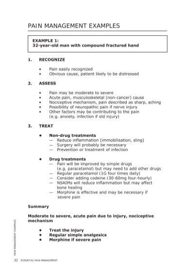 Pain Management Examples