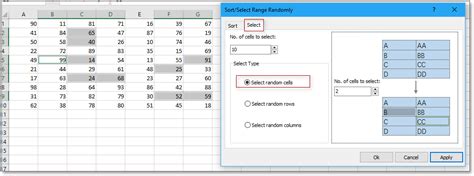 how to select cells randomly in excel