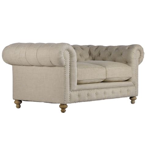 Cigar Club 77 Tufted Linen Upholstered Chesterfield Sofa Zin Home
