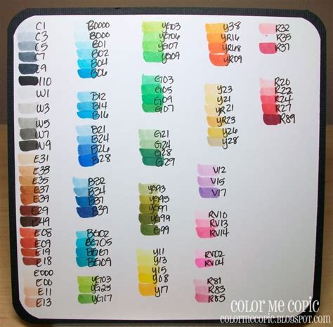 Color Me Copic Copic Color Lists And General Info Copic Markers