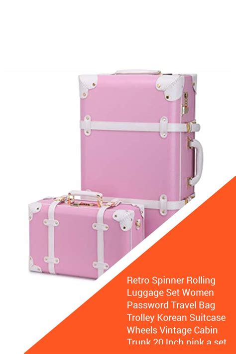 Retro Spinner Rolling Luggage Set Women Password Travel Bag Trolley