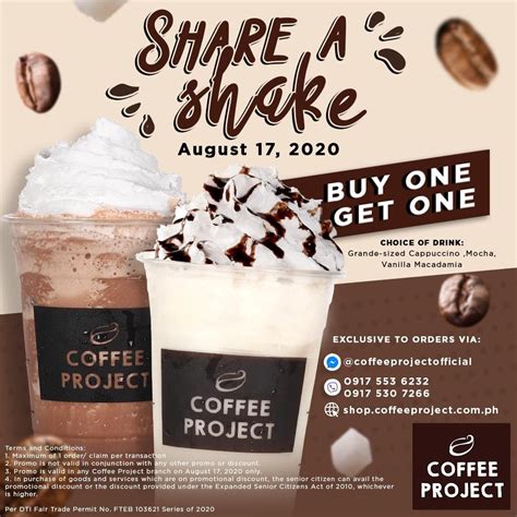 Coffee Project Share A Shake Buy 1 Get 1 Promo Shakes Korean