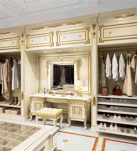 Furniture For Wardrobe White Coloured With Gold