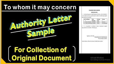 Authorization letter sample legal documents new letter authority. Authority Letter sample for collection of original ...