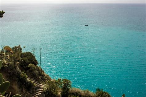 High View Of The Blue Waters Of The Mediterranean Beach On The Coast Of