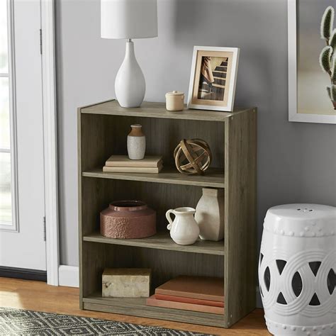 Mainstays 3 Shelf Bookcase With Adjustable Shelves Canyon Walnut Or
