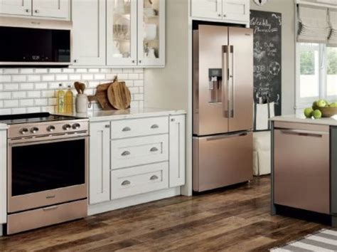 Sunset Bronze Appliances With White Cabinetry Kitchen