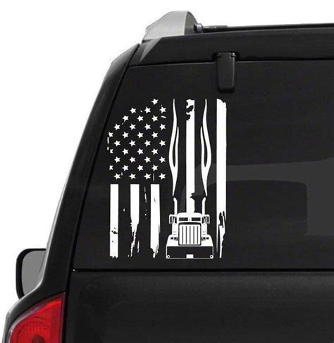 Big Rig Truck Driver American Flag Vinyl Decal Window Sticker Etsy