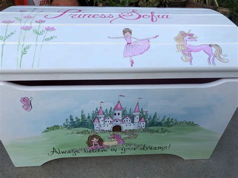 Princess Toy Box Hand Painted Toy Box Girls Toy Box Hand Etsy