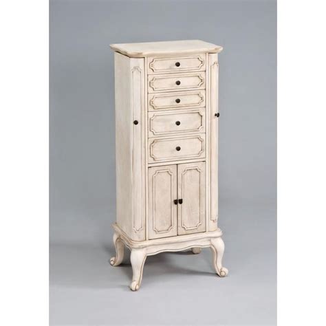 White Armoire Standing Jewelry Armoire Painted Jewelry Armoire Hand