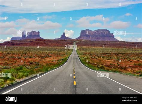 Monument Valley Arizona Utah Desert Landscape With Vanishing