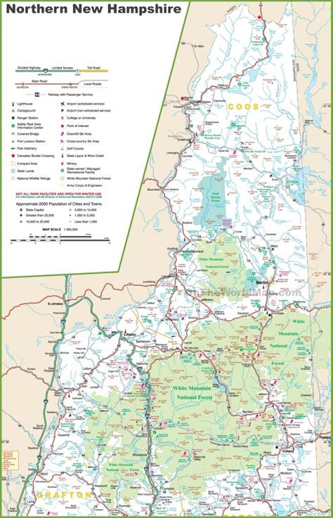 Map Of Northern New Hampshire With Regard To Printable