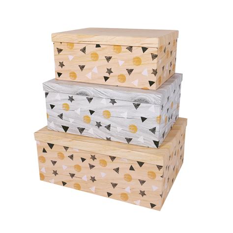 Slpr Decorative Storage Cardboard Boxes With Lids Set Of 3 Floating