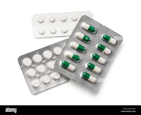 Tablets In Strip Isolated On White With Clipping Path Stock Photo Alamy