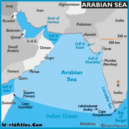 Tapi and narmada are situated slightly above point from where the western ghats start. Map of Arabian Sea - Arabian Sea Map, World Seas, Arabian ...