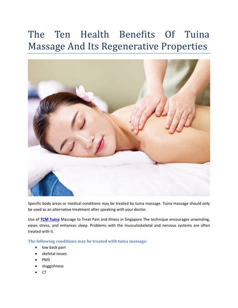 Ppt The Ten Health Benefits Of Tuina Massage And Its Regenerative Properties Powerpoint