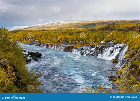 Beautiful Shot Of Barnafoss Waterfall Stock Image Image Of Summer