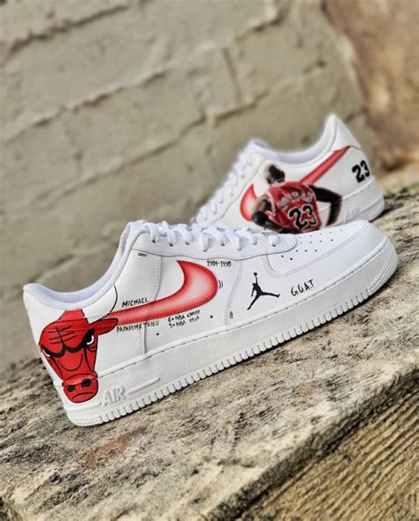Michael Jordan Custom Shoes Nike AF1 Sneakers Chicago Bulls Etsy