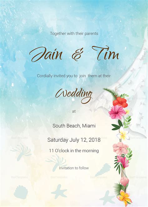 Beach Wedding Invitation Card Template In Psd Word Publisher