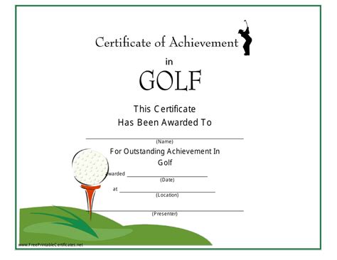 Golf Certificate Of Achievement Template White Download Printable Pdf