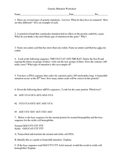 Some of the worksheets displayed are work mutations practice, genetic mutation work, mutations practice, , , mutations work, deletion insertion frameshift point mutation changes. 13 Best Images of Chromosomes And Genes Worksheet - DNA ...