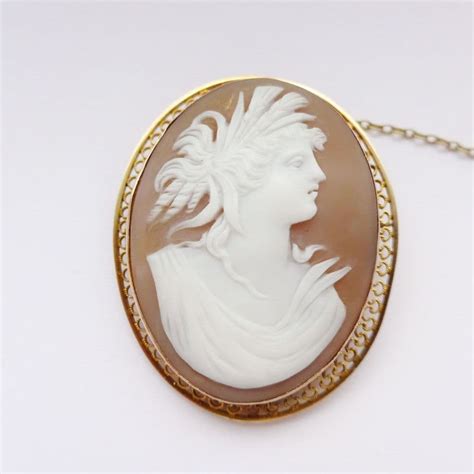 Antique Gold Cameo Brooch Shell Cameo Late Victorian 9ct Filigree