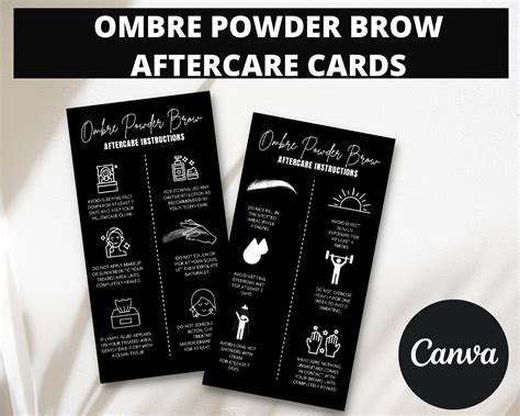 Ombre Powder Brow Aftercare Cards Editable Aftercare Card Etsy