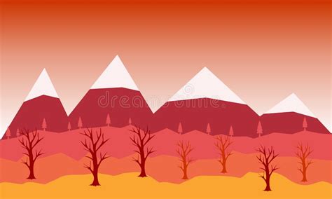 Flat Vector Landscape Illustration In Autumn Stock Vector