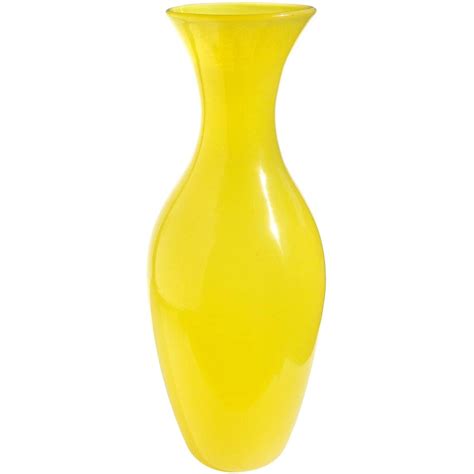 Archimede Seguso Murano Canary Yellow Opal Italian Art Glass Vase For Sale At 1stdibs