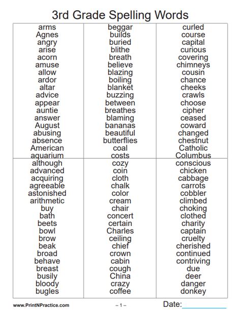 Free 3rd Grade Vocabulary Worksheets