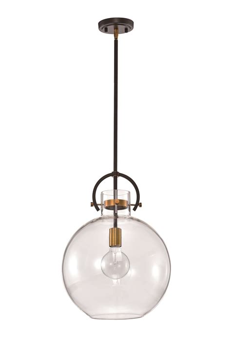 1 Light Oil Rubbed Bronze And Antique Gold Pendant With Clear Glass Shade Edvivi Lighting