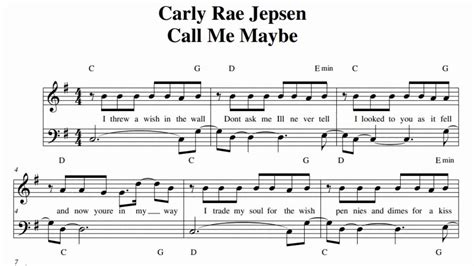 Carly Rae Jepsen Call Me Maybe Music Sheet Youtube