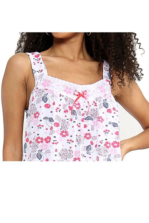 Ladies Sleeveless Nightie 100 Cotton Night Dress Strappy Night Shirt Nightgown Ebay
