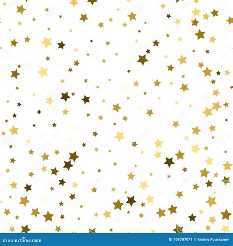Abstract White Modern Seamless Pattern With Gold Stars Vector I Stock