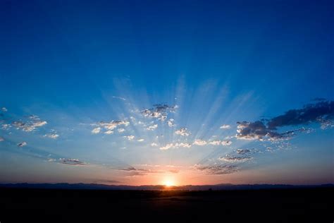 Blue Sky Clouds Sunrise Sunlight Dawn Horizon Silhouette
