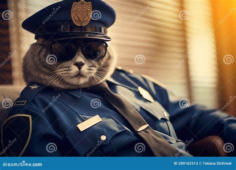 Cat Policemen Or Cop Police Officer Cute Kitten Dressed As Police
