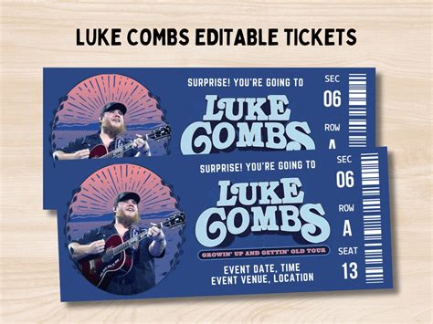 Luke Combs Tour 2024 Ticket Growin Up And Gettin Old Tour Luke
